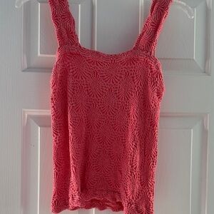 Sleeveless Textured Tank Top in Coral